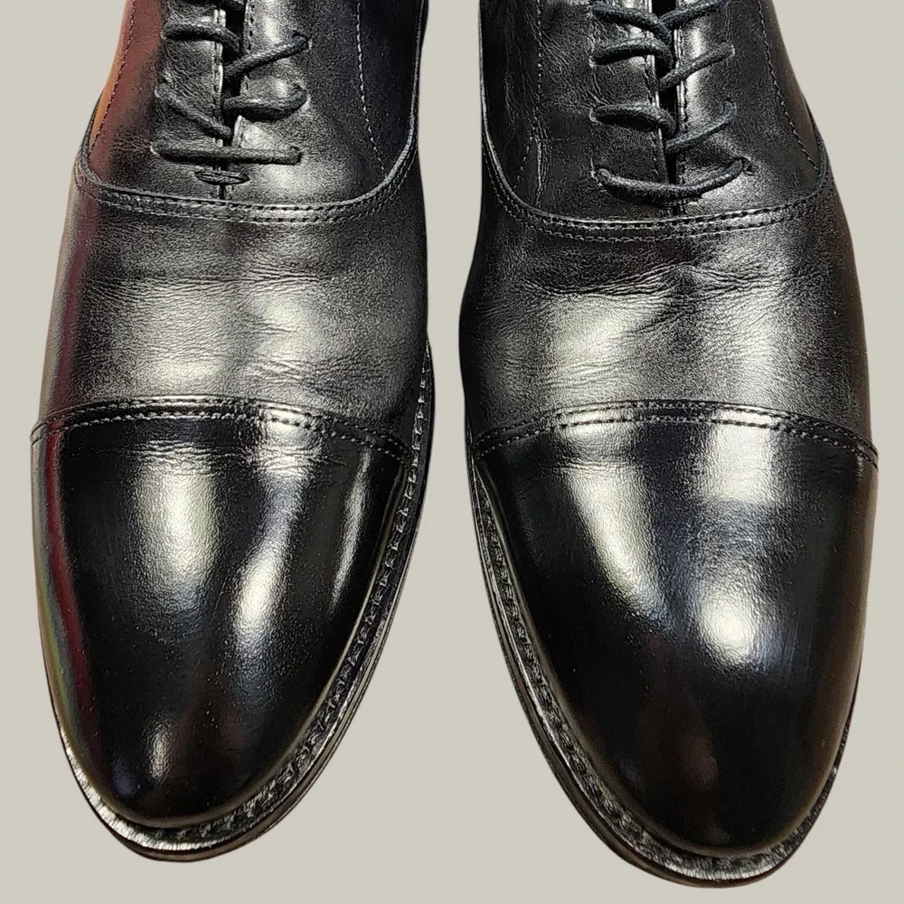 Gordon Rush Men Black Leather Cap Toe Oxford Dress Shoes Mitchell Style Sz 9 1/2